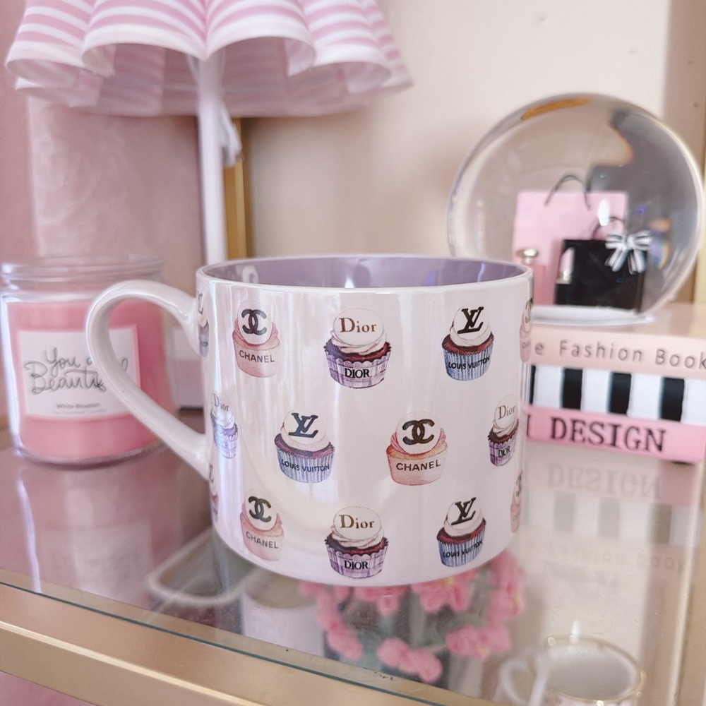 Designer Logo Cupcake Cup Mug in Pink